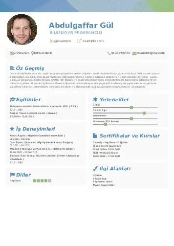 Bilgisayar Programcısı CV Örnekleri cv indir